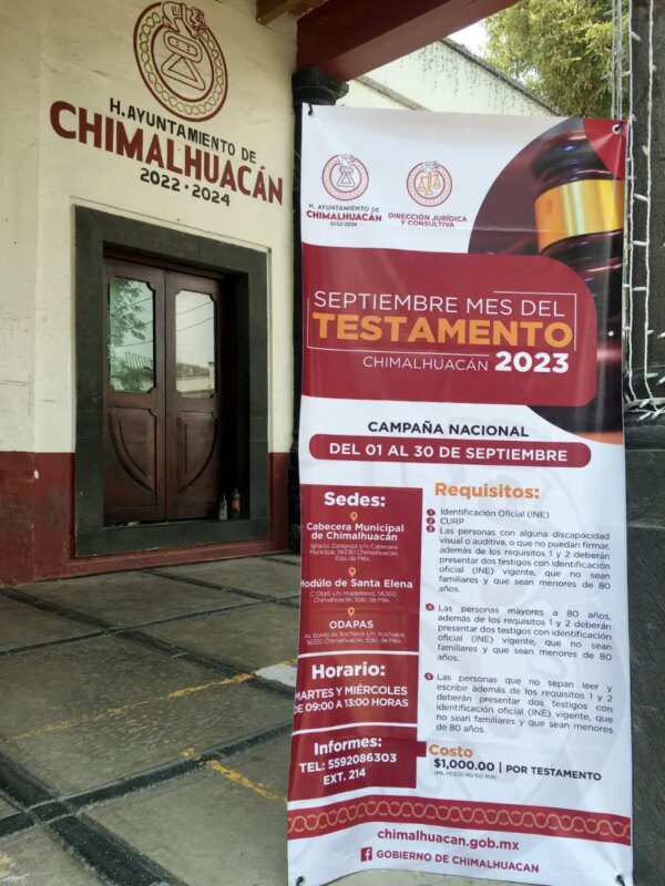 1693669228 EN CHIMALHUACAN INICIARA MES DEL TESTAMENTO LA PROXIMA SEMANA