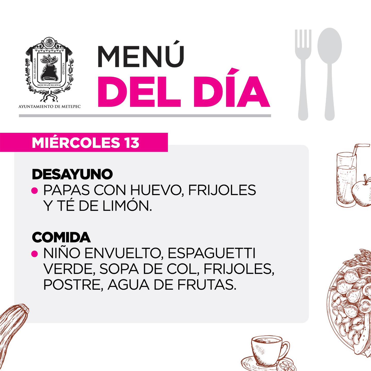 1710257311 401 Te compartimos el menu de la semana Desayuno 830 a