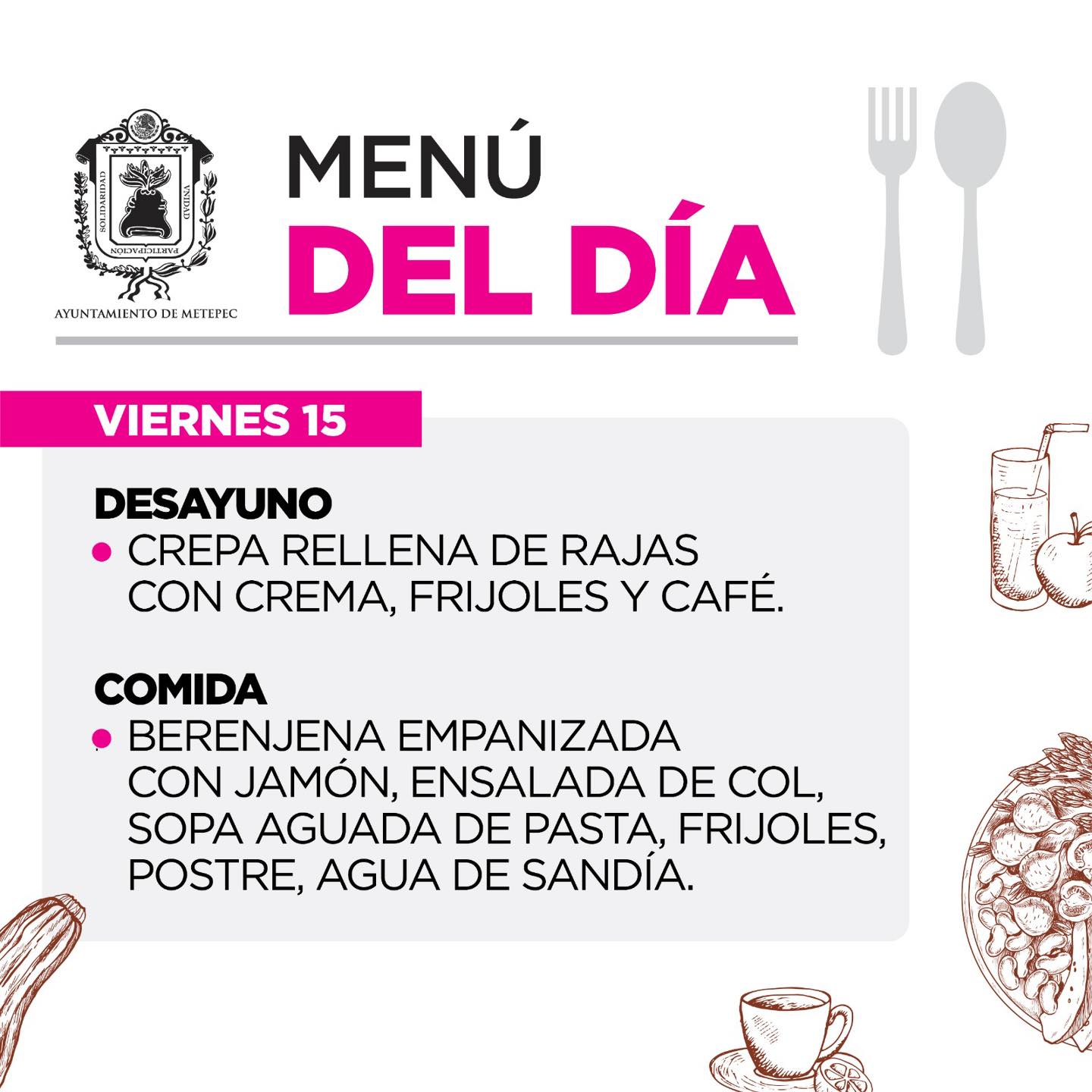 1710257311 500 Te compartimos el menu de la semana Desayuno 830 a