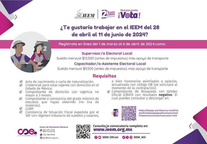 1710280180 CONVOCATORIA IEEM INTERESADOS REGISTRARSE EN LINEA DEL 01 MARZO AL