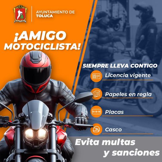 Amigo motociclista recuerda que debes mantener todos tus papeles en