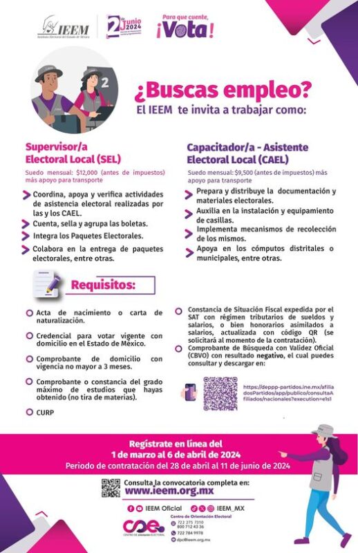 IEEM ¡Trabaja en el IEEM ¡Convocatoria abierta