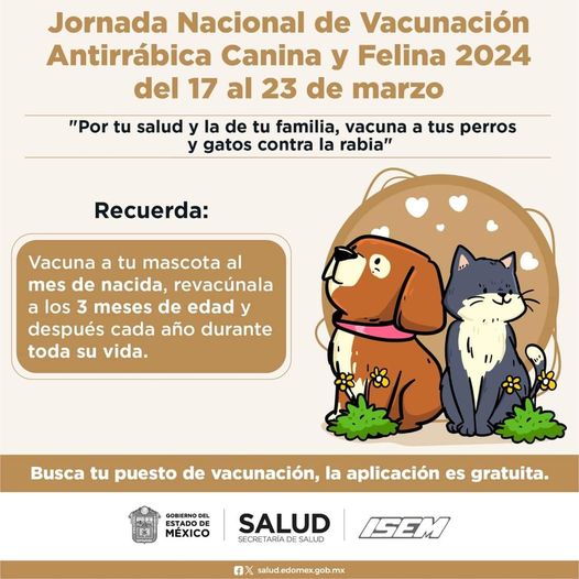 Inicia la Jornada Nacional de Vacunación Antirrábica Canina y Feliz