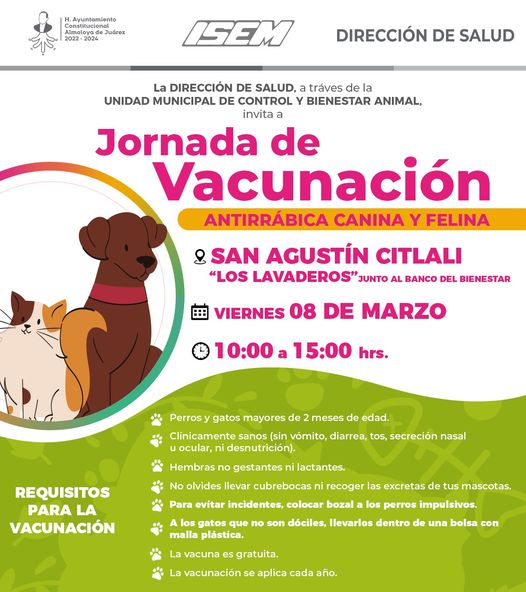 Jornada de vacunacion antirrabica para perros y gatos en San