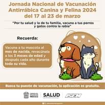 La Jornada Nacional de #VacunaciónAntirrábica Canina y Felina 2024 ya