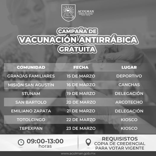 Vacunación antirrábica en Acolman: Detalles Completos