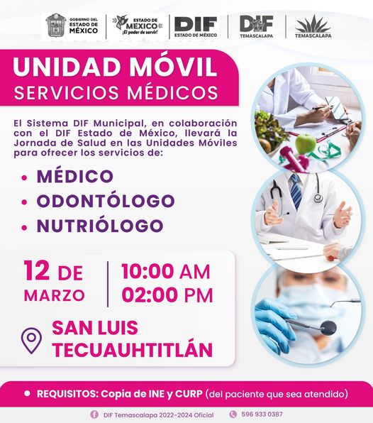 la Unidad Movil de Servicios Medicos estara brindando atencion a