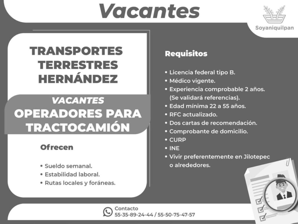 1715639974 Transportes Terrestres Hernandez cuenta con las siguientes vacantes disponibles scaled