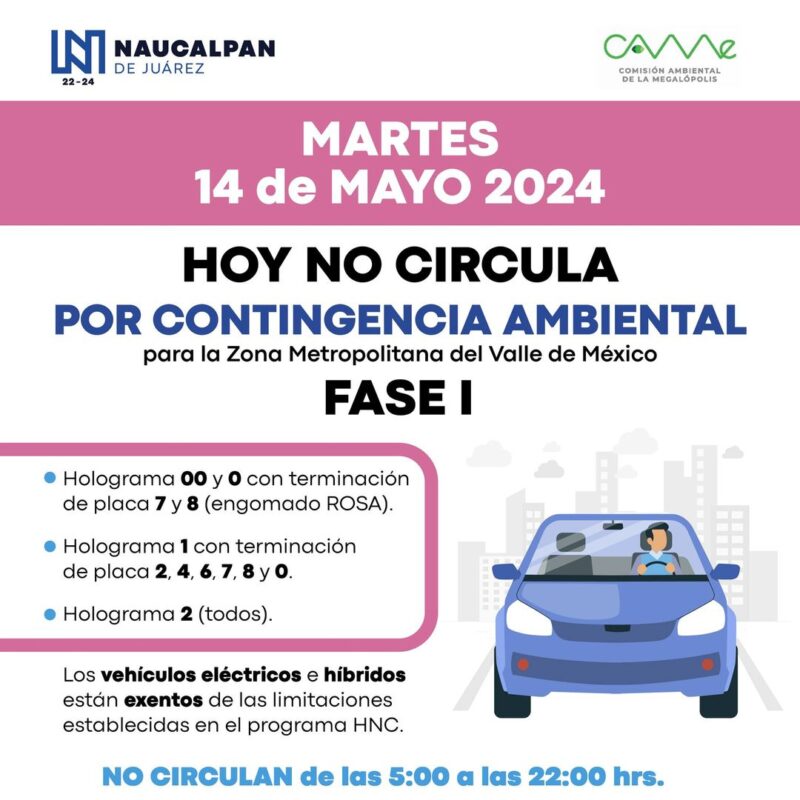 1715659596 235 Restricciones vehiculares para el 10 de mayo