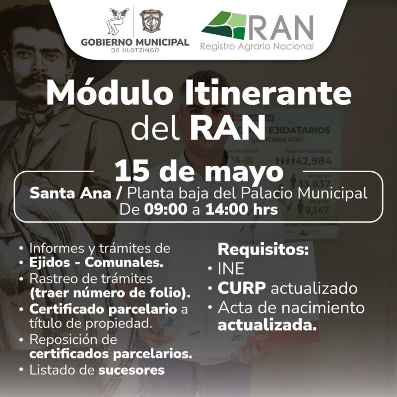 1715751107 Este miercoles 15 mayo el Modulo Itinerante del Registro Agrario