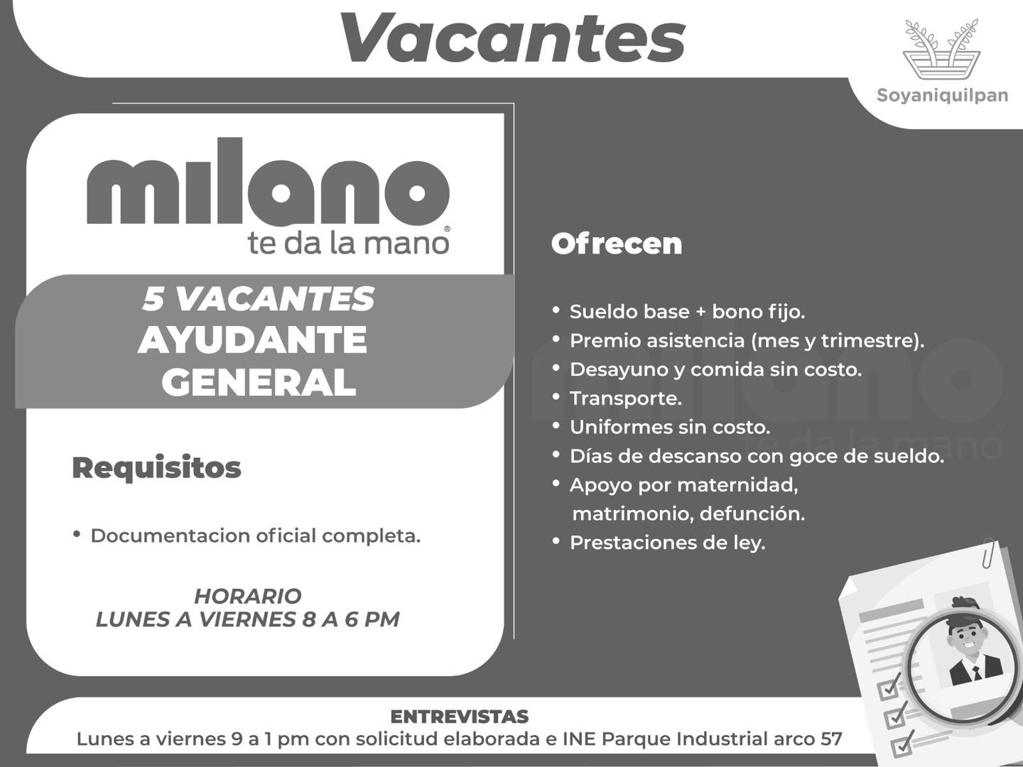 1716634342 44 La empresa Milano tiene disponibles las siguientes vacantes Si estas