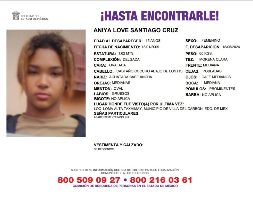 1716649077 Pedimos su apoyo para la localizacion de la jovencita Aniya