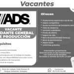 La empresa ADS tiene disponibles las siguientes vacantes. Si estás