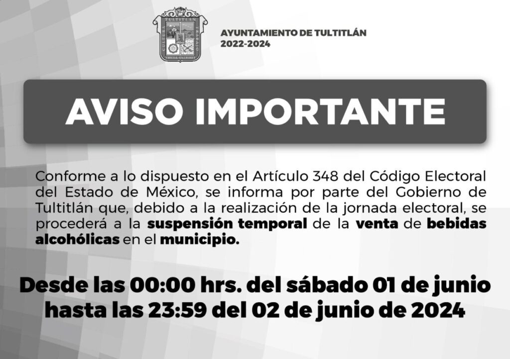 AVISO IMPORTANTE Debido a la jornada electoral de este fin scaled