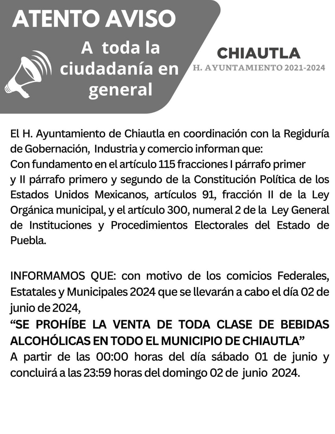 Atento aviso a la ciudadania en general Nota cabe hacer