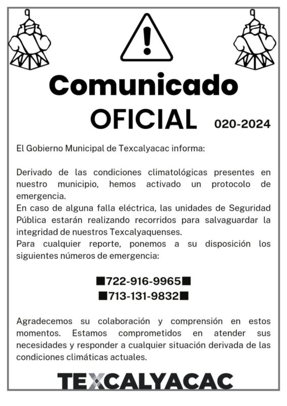 COMUNICADO OFICIAL El Gobierno Municipal de Texcalyacac informa scaled