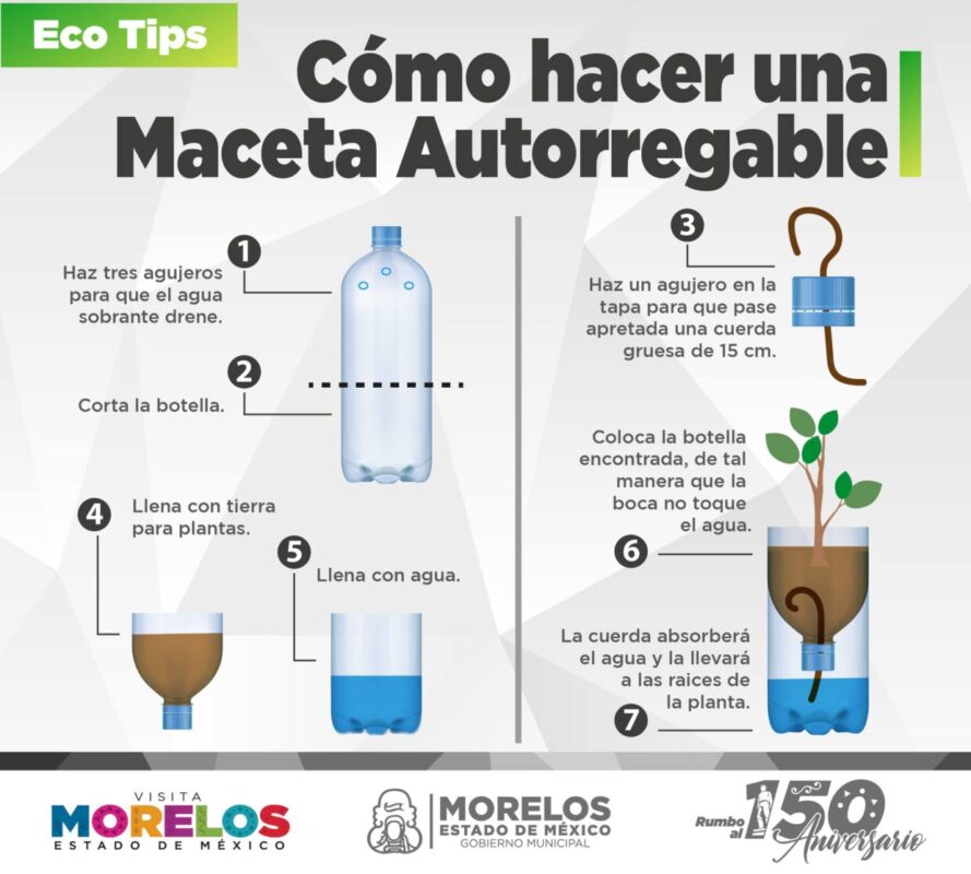 Como hacer una maceta de autorriego con botella de plastico scaled