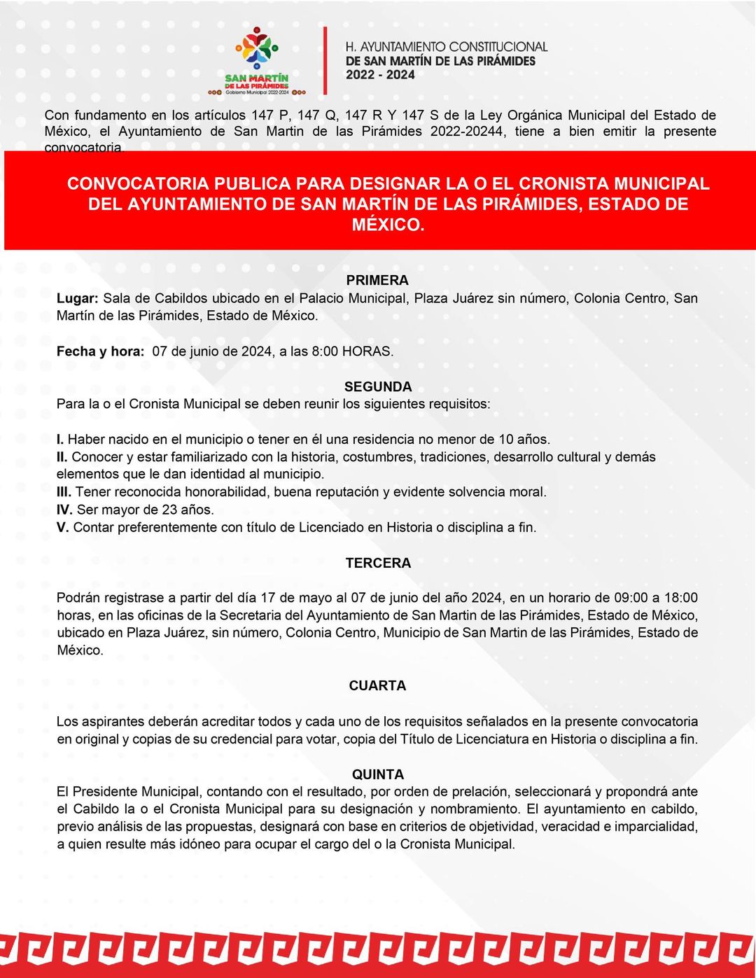 Convocatoria publica para designar la o el cronista municipal del