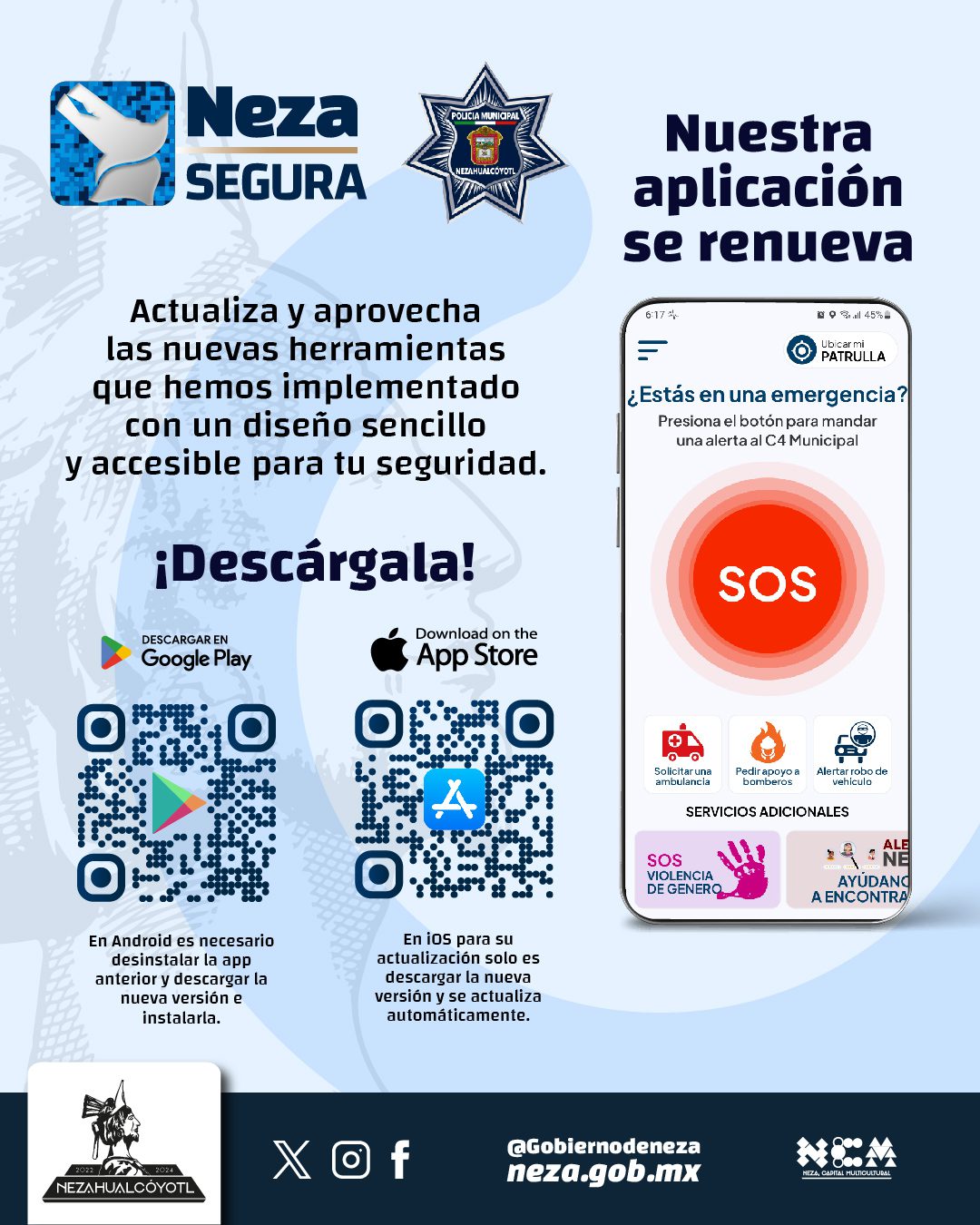 Descarga o Actualiza la App NezaSegura y obten una herramienta