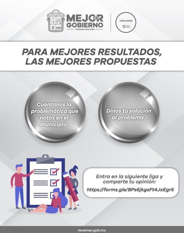 El H. Ayuntamiento de Tecámac te invita a formar parte de las propuestas y soluc