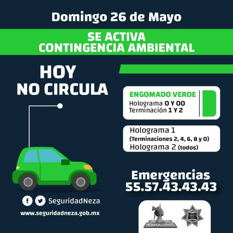 Importante Debido a la contingencia ambiental Hoy domingo 26