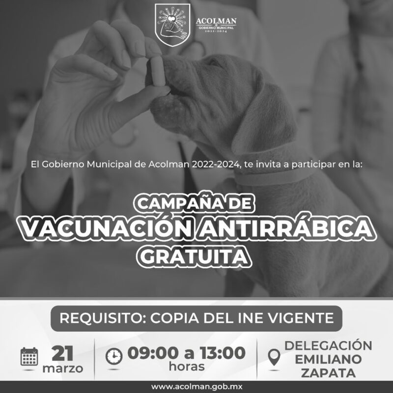 Inicia campana de vacunacion antirrabica en Toluca