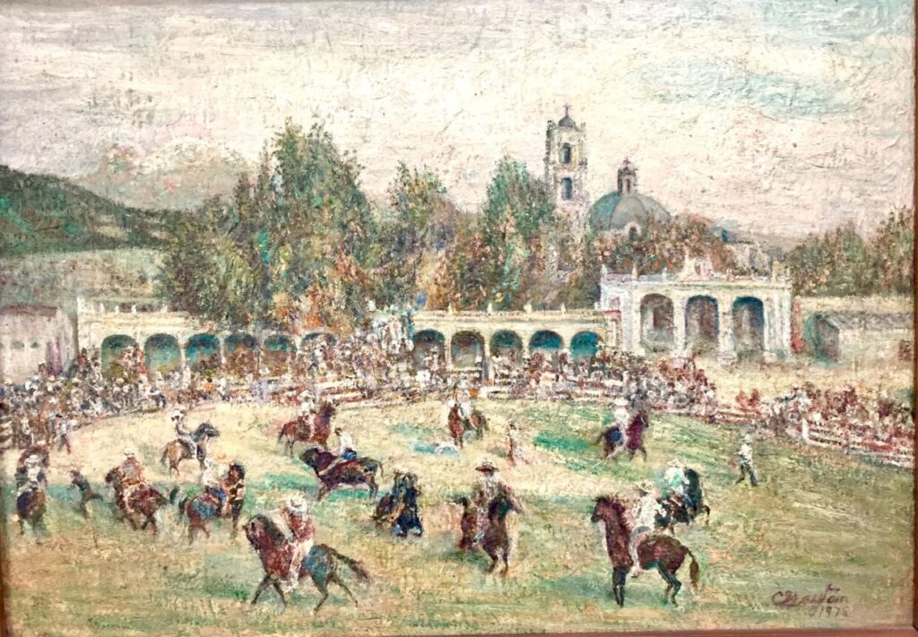 Jaripeo en Tenango del Aire Pintura de Carlos Gaytan scaled