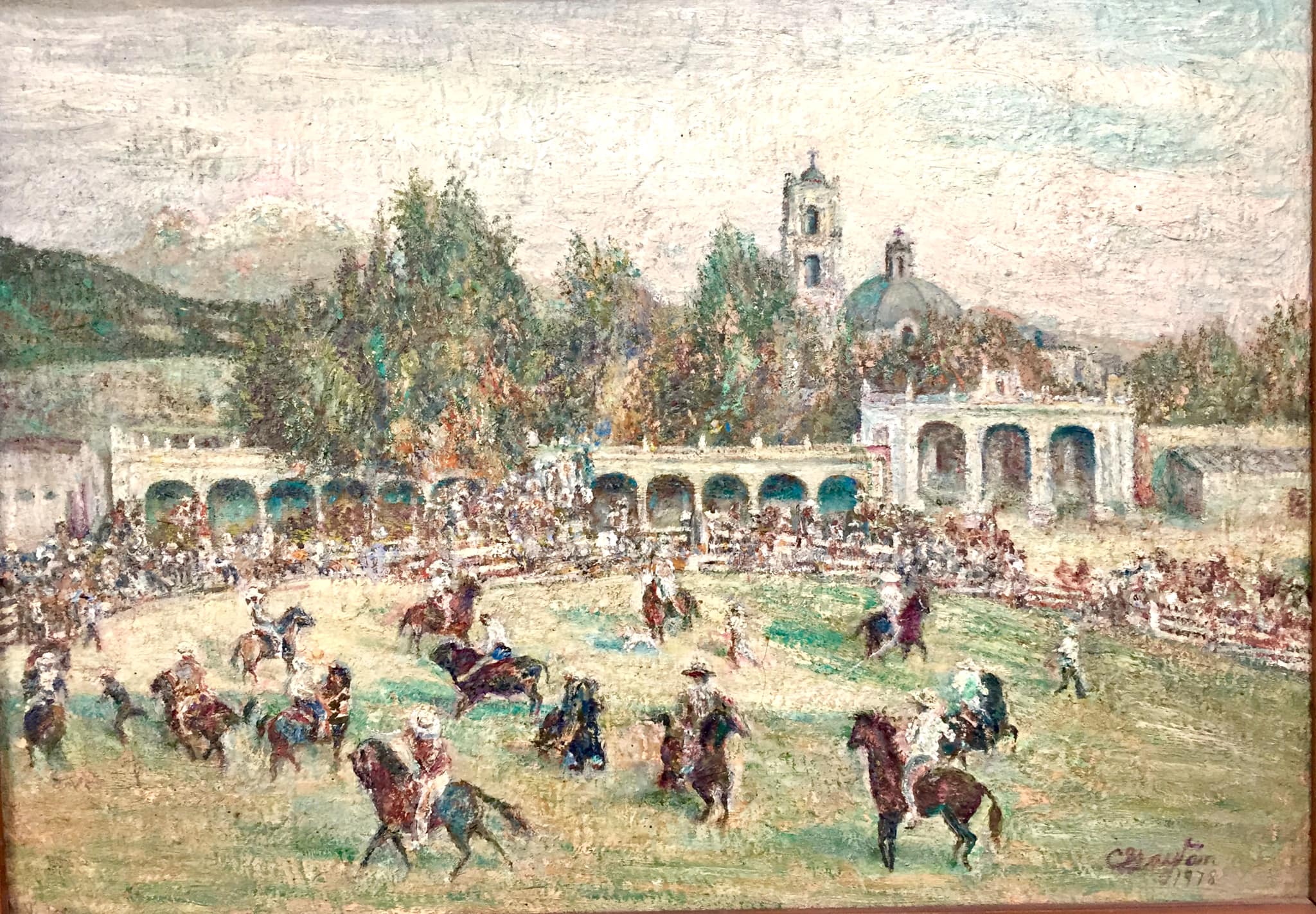 Jaripeo en Tenango del Aire Pintura de Carlos Gaytan