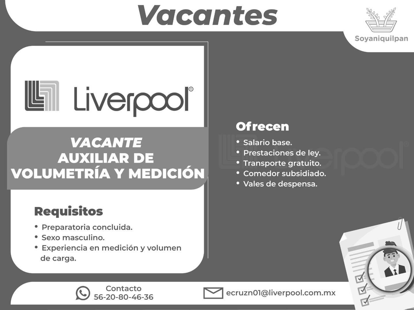 La empresa Liverpool esta ofertando las siguientes vacantes Si estas