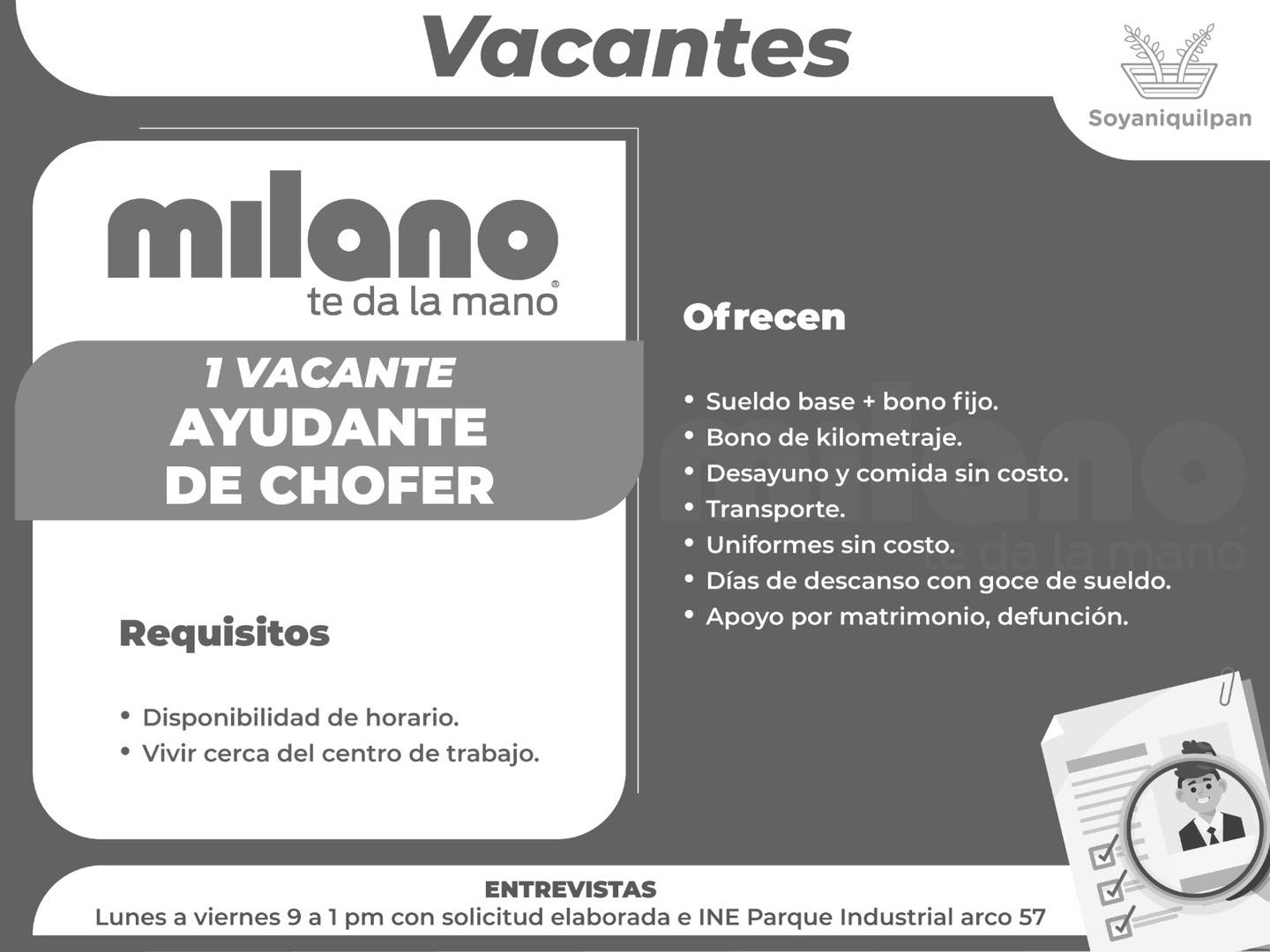 La empresa Milano tiene disponibles las siguientes vacantes Si estas