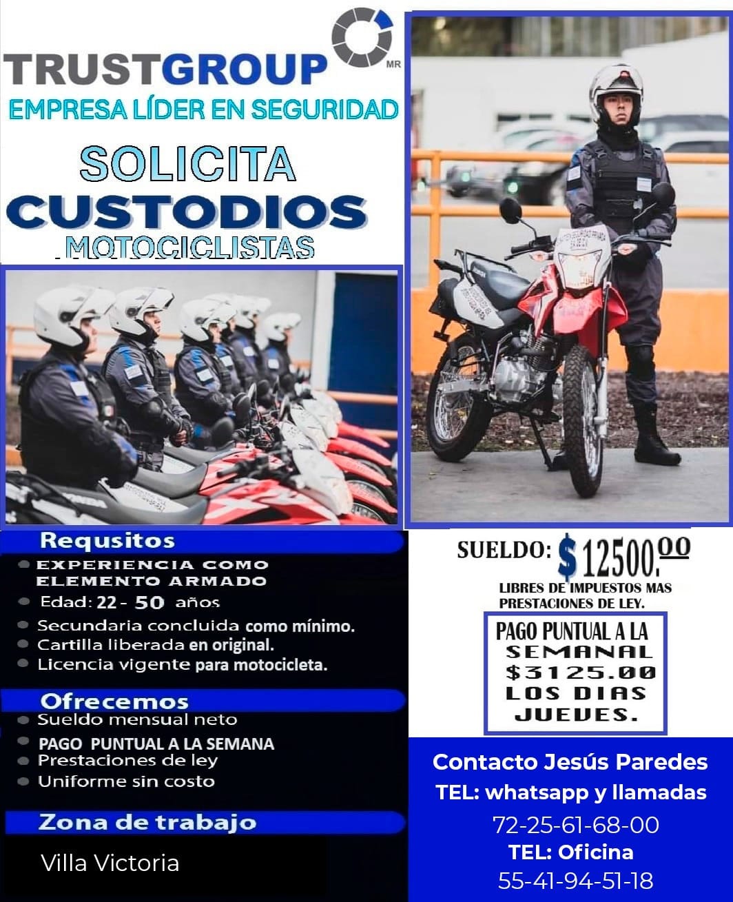 Oportunidad laboralTRUSTGROUP empresa en seguridad solicita custodios consu