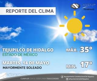 ReporteDelClima Este martes 14 de mayo en TejupilcoDeHidalgo tendra