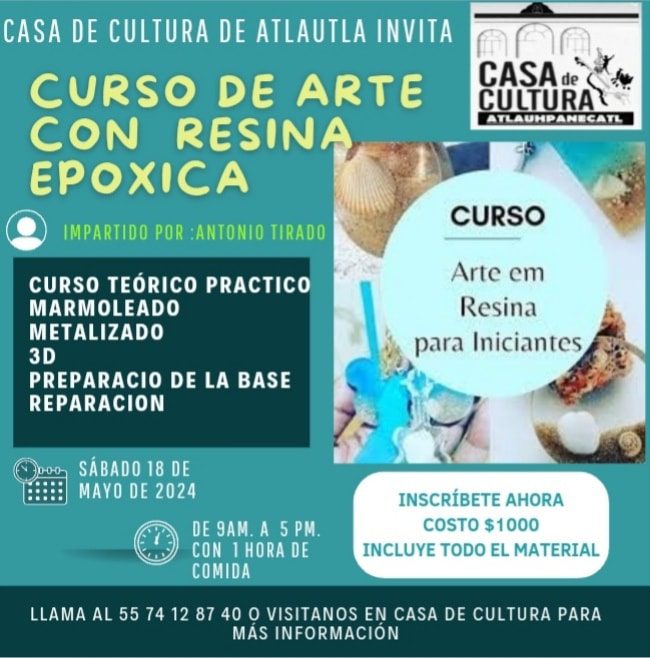 SE INVITA AL CURSO DE ARTE CON RESINA EPOXICA PARA