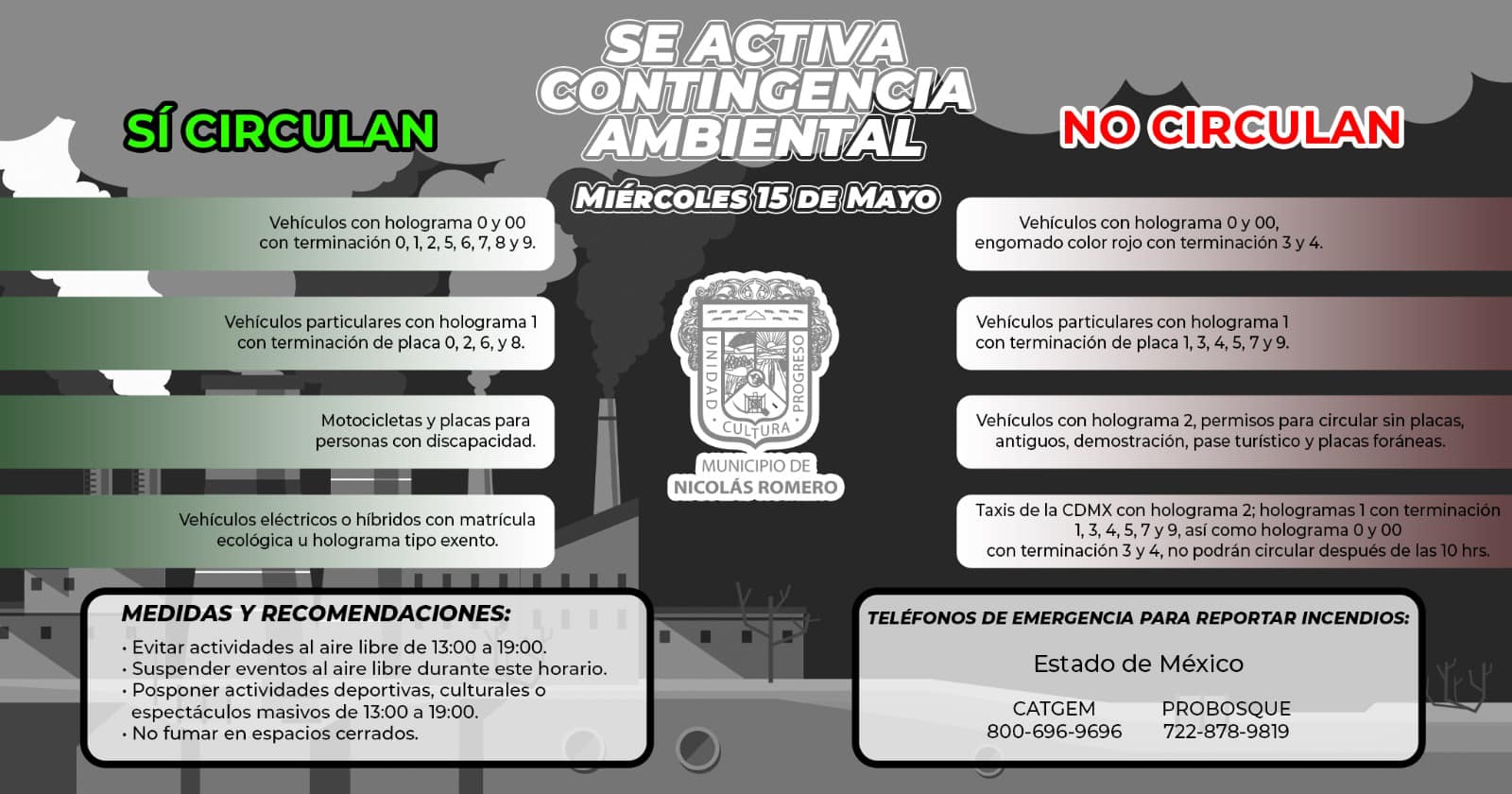 ¡Alerta Contingencia Ambiental para hoy 15 de Mayo Pon en