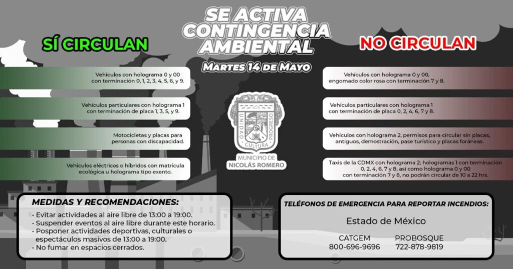 ¡Alerta! Mañana 14 de Mayo, entra en vigor contingencia ambiental. ¡No esperes m