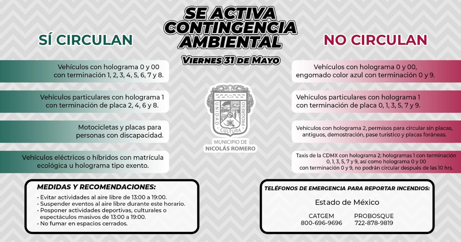 ¡Alerta Manana 31 de Mayo entra en vigor contingencia ambiental