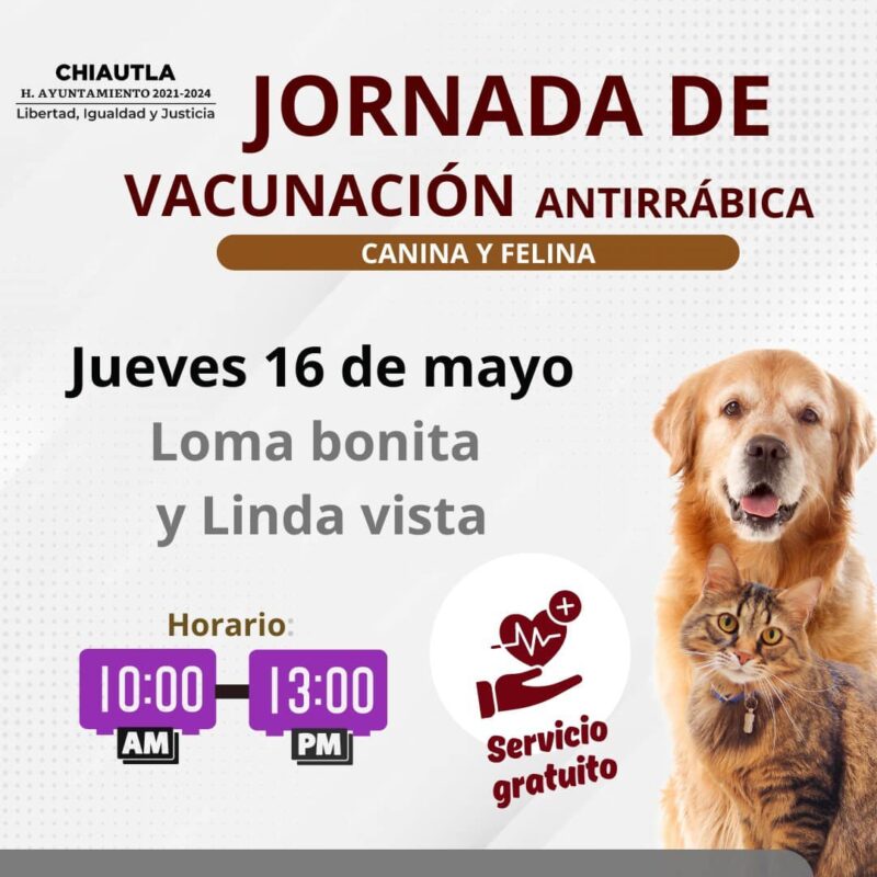 ¡Atención! Este #jueves se llevará a cabo la “jornada de vacunación canina y f