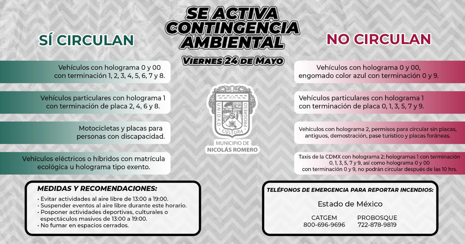 ¡Aviso Contingencia Ambiental hoy 24 de Mayo Toma medidas para