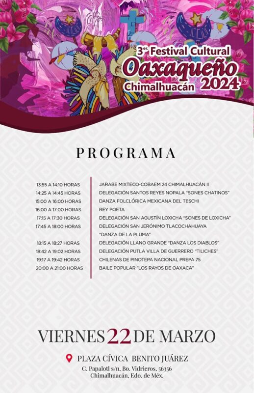 ¡No te pierdas el Tercer Festival Oaxaqueño 2024 en Chimalhuacán!