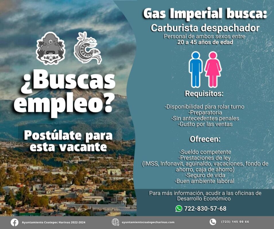 ¿Buscas empleo Esta vacante de trabajo podria interesarte Mayor informacion scaled