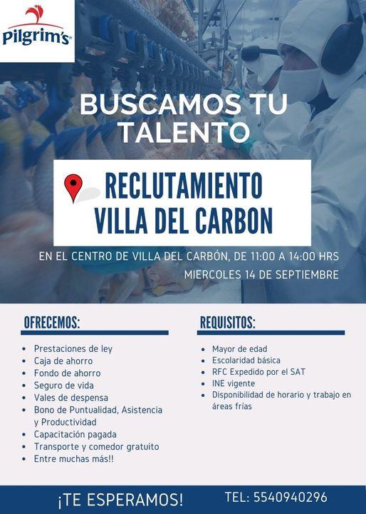 Este Miercoles 14 de septiembre reclutamiento de la empresa Pilgrim´s