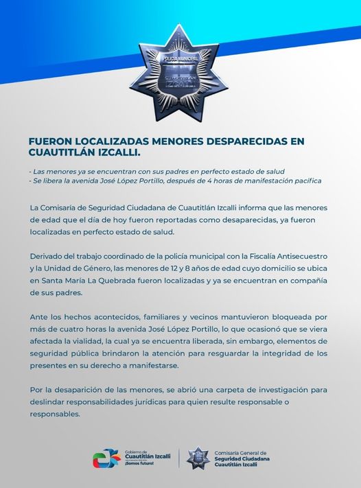 1667740494 Tras el reporte de desaparicion de dos menores presentados esta