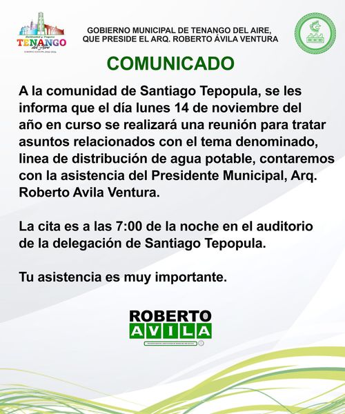 1667997892 Aviso importante para la comunidad de Santiago Tepopula