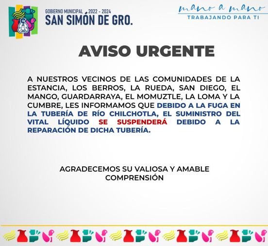 1668173248 AVISO URGENTE Vecinos de las comunidades de San Simon De