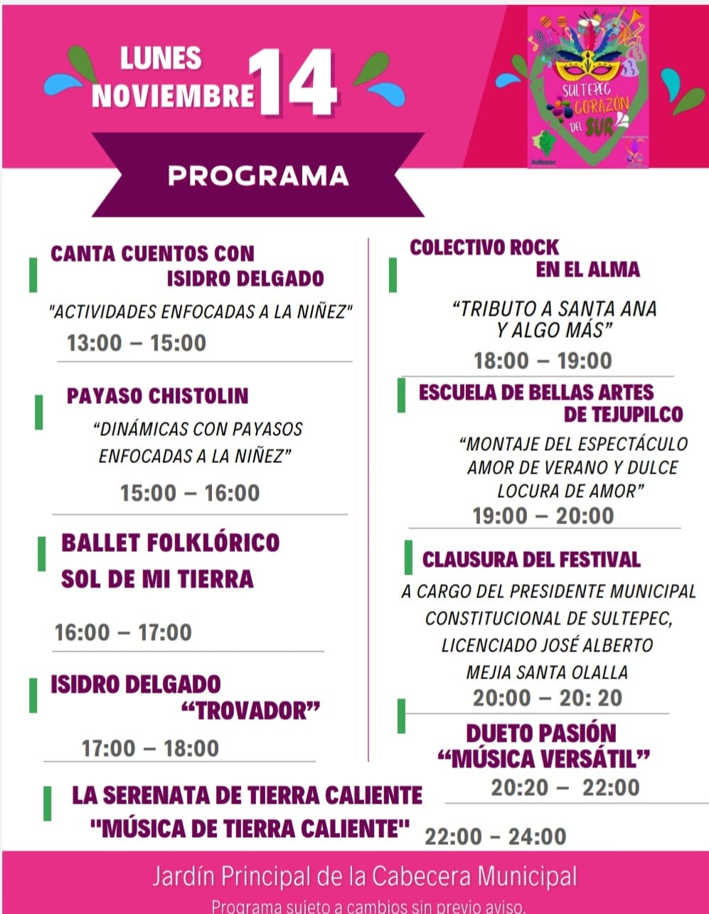 1668269771 445 Programa Oficial del Primer Festival Cultural Sultepec Corazon del Sur