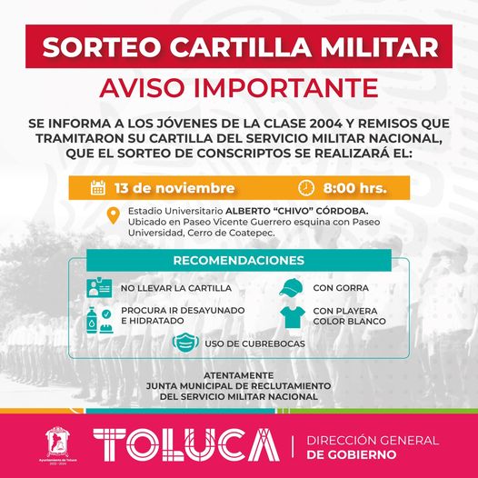 1668281902 AVISO Si tramitaste la Cartilla Militar este ano te