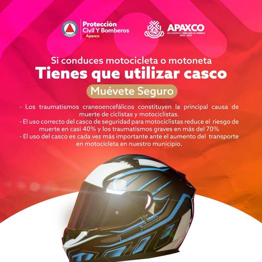 1668518193 Invitamos a las y los Apaxquenses a utilizar casco al