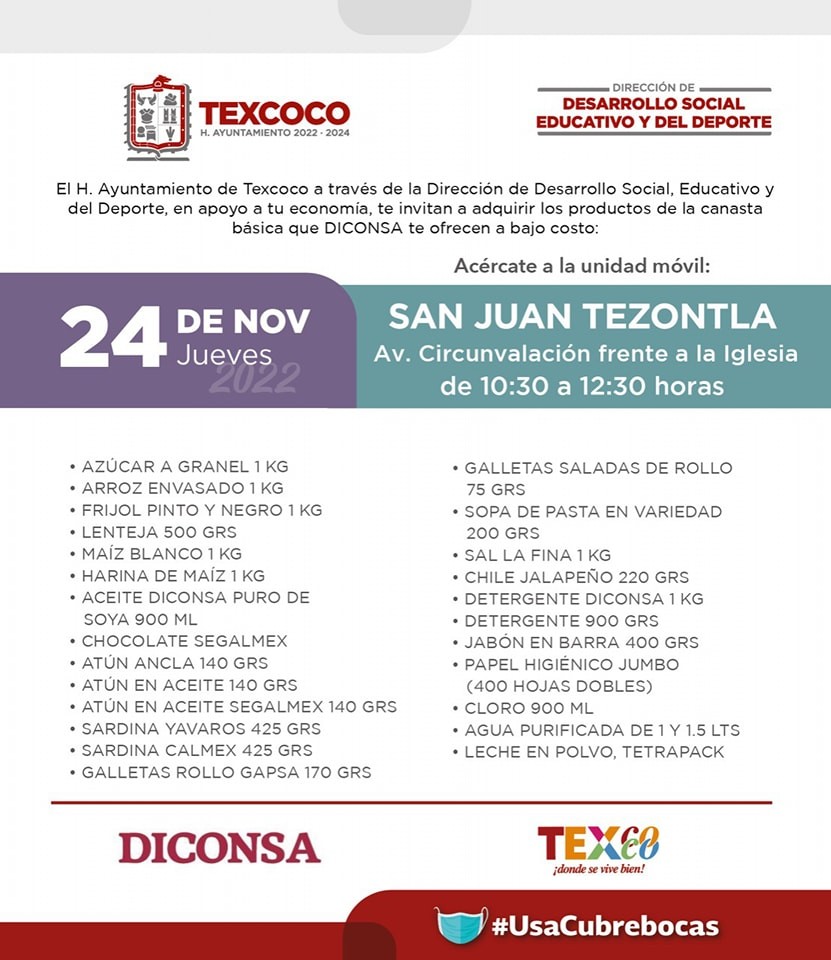 1669233966 Informacion importante El Ayuntamiento de Texcoco y DICONSA trae para