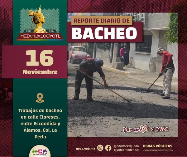 1669761293 ObrasPublicas Continuamos realizando trabajos de Bacheo en distintos punto