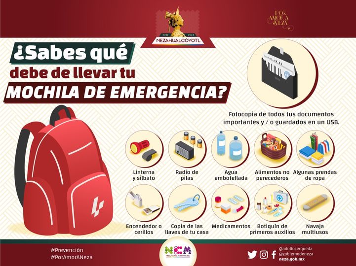 Prevencion ¿Sabias que debe llevar una MochilaDeEmergencia